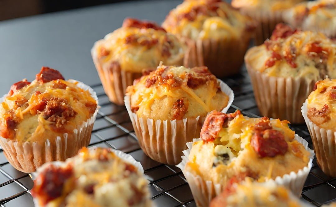 smakowite muffiny z kiełbasą chorizo i serem